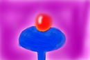 a-red-apple-on-a-blue-